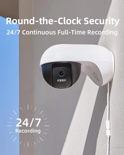 Vista 6 de Noorio Cámara de seguridad con cable 3K para exteriores, cámara de grabación de 5 GHz 5MP 24/7 para seguridad del hogar, con alertas de luz sonora