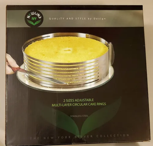 Vista 7 de Anillos de acero inoxidable para tartas, 2 piezas, rebanador de tartas, ajustable, multicapa, moldeo circular, formando anillos redondos