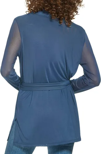 Vista 3 de Calvin Klein Cárdigan casual para mujer con cinturón y botones frontales