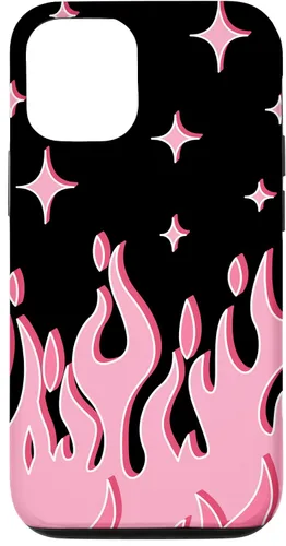 Vista 28 de Lindo patrón de llama rosa Grafitti Flames Pastel Goth Case para iPhone 17