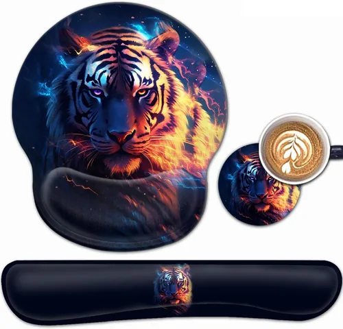 Vista 40 de Alfombrilla de mouse ergonómica para juegos con soporte de muñeca y teclado de espuma viscoelástica con base antideslizante para escritorio