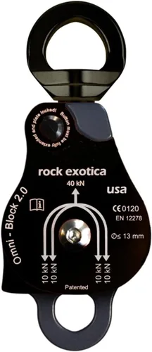 Vista 8 de Rock Exotica Omni-Block Swivel Pulley – High-Strength Swivel Pulley with Sideplate Access for Rigging – Made in The USA