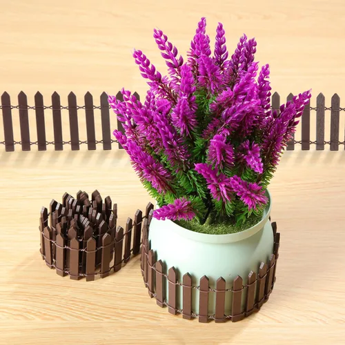 Vista 4 de Kigley 6 piezas de 40 pulgadas de valla de madera en miniatura para jardín de hadas, decoraciones de cerca con piquetes para DIY, maceta, casa
