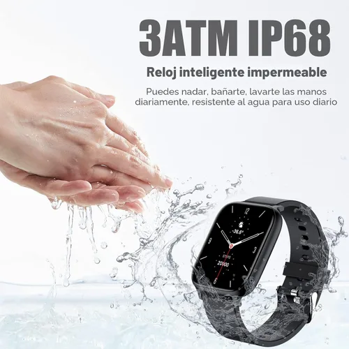 Vista 6 de Reloj inteligente para hombres y mujeres, compatible con iPhone, Samsung, teléfono Android, pantalla táctil completa de 1.83 pulgadas, IP68