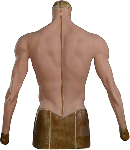 Vista 2 de Traje muscular de silicona con brazos con cremallera pecho de silicona masculino con brazos realista pecho abdominal