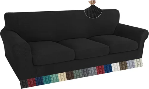 Vista 84 de ZNSAYOTX 2 fundas para sillas con brazos para sala de estar, súper suave, con funda de cojín de asiento, gruesa, duradera, mezcla de elastano, alta