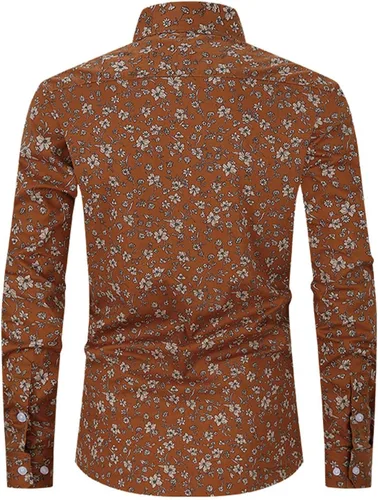 Vista 3 de Muscularfit Camisas de manga larga con cuello abotonado para hombre, casual, para negocios, trabajo, vestido de primavera, ropa al aire libre