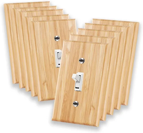 Vista 9 de 10 piezas de placa de interruptor de luz de salida de doble agujero de madera de 4.5 x 2.76 pulgadas, placa de pared de madera cruda, cubierta