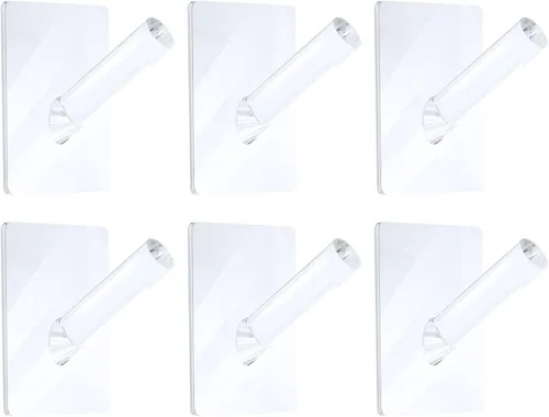 Vista 7 de Jetec 6 ganchos acrílicos negros para sombreros para pared, resistentes para colgar abrigos, ropa, toallas, gancho autoadhesivo, organizador