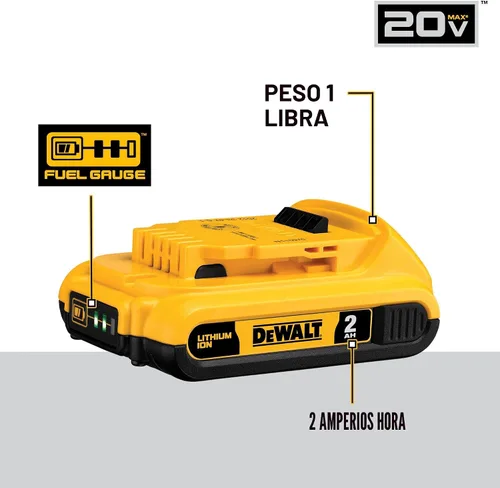 Vista 5 de DEWALT Batería de iones de litio de 20 V máximo, 2 Ah y 4 Ah, paquete de 4, indicadores de carga LED de indicador de combustible (DCB324-4)