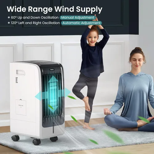Vista 9 de COSTWAY Enfriador de aire evaporativo portátil para habitación, enfriador de aire portátil 3 en 1 con control remoto, temporizador de 8 horas, 2