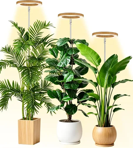Vista 14 de yadoker 72 LEDs Luz de cultivo de plantas para plantas de interior, Luz de escritorio de aluminio con grano de madera de nogal LED, Altura