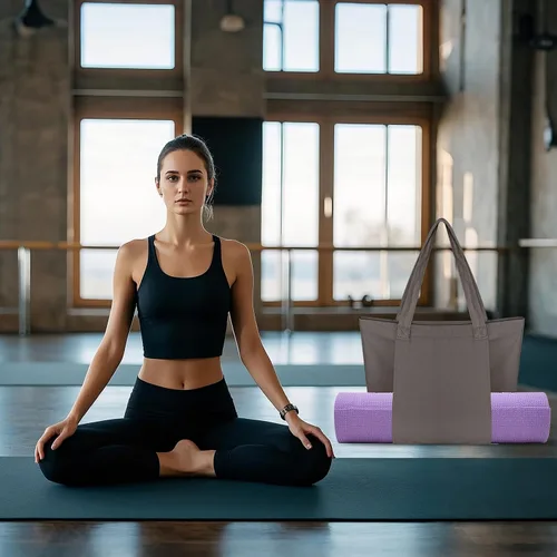 Vista 5 de Yoga Mat Bag for Women Canvas Bag with Yoga Mat Carrier Yoga Mat Bags for Workout Pilates Travel Beach and Gym