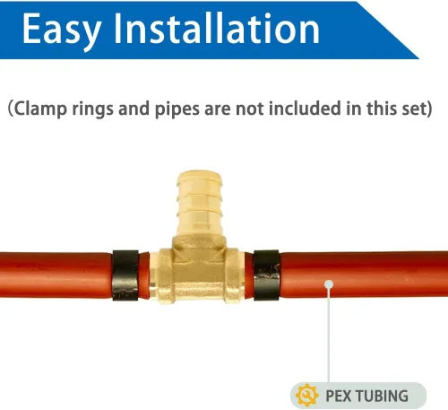 Vista 3 de Hooshing 5 unids 1/2 pulgada Tee PEX montaje Soild latón Barb Crimp accesorios para manguera de tubo PEX