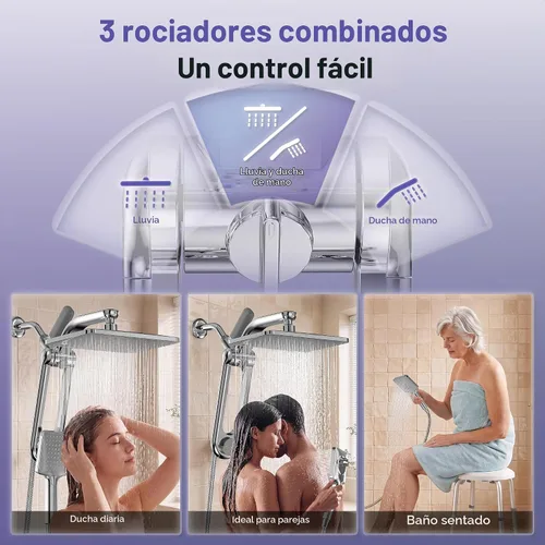 Vista 7 de HOPOPRO Cabezal de ducha filtrado de alta presión con combo de mano Cromo