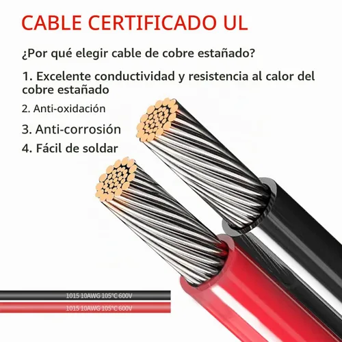 Vista 6 de ELFCULB SAE Wall Port Cable 10AWG 2FT with Fuse for RV Charging Toma de corriente lateral a SAE