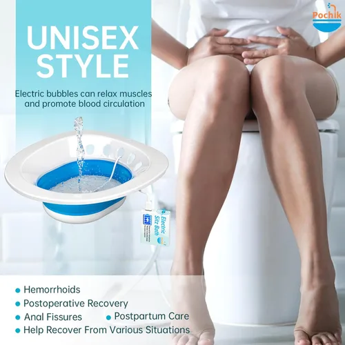 Vista 2 de Pochik Baño de Asiento Eléctrico, Baño de Asiento para Asiento de Inodoro, Esenciales Posparto, Hemorroides y Baño Posparto para Remojo, Kit de Baño