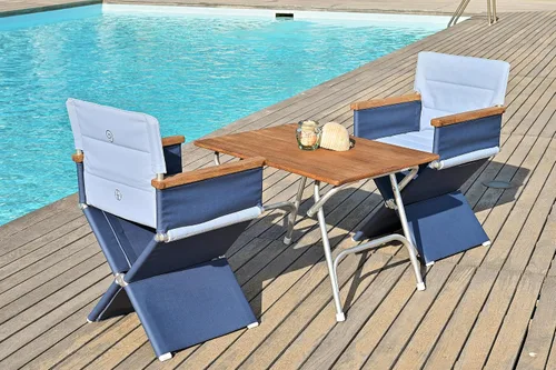 Vista 5 de Mesa de barco de chapa de teca plegable 34.65 "x 24.4" x 24.02" altura muebles de cubierta de yate de aluminio marino M400T