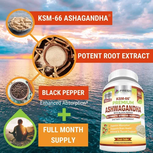 Vista 2 de FRESH HEALTHCARE Ashwagandha KSM 66 y Moringa Superfood - Bundle