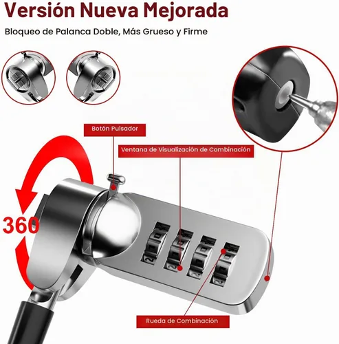 Vista 3 de Bloqueo del cable del ordenador portátil para la tableta del ordenador