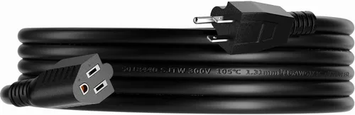 Vista 25 de Cable de extensión corto de 16/3 de 1 pie, cable de extensión negro flexible y duradero, cable de alimentación de 3 clavijas para interiores