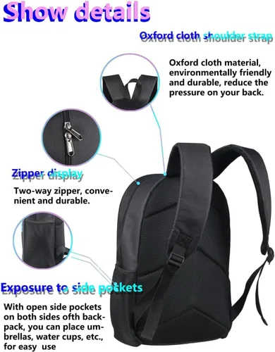 Vista 3 de Ynw Mochilas unisex Anime Bolsa de viaje Mochila de dibujos animados Multifunción 3d Print Daypack, A