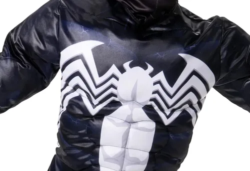 Vista 2 de Youth Venom Marvel Spiderman Costume Muscle Padded Chest & Mask Halloween Dress Up