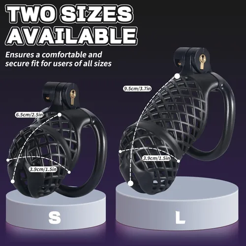 Vista 2 de Jaula de castidad masculina, dispositivo de castidad pequeño con anillos de 5 tamaños y sonido uretral para hombre, equipo de bondage,