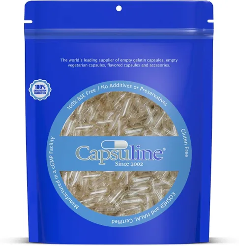 Vista 8 de Capsuline - Cápsulas de gelatina vacías transparentes tamaño 4 - 1000 unidades - fabricadas en América del Norte y del Sur - Certificado Kosher
