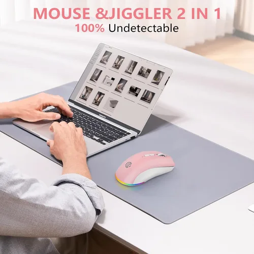 Vista 5 de Ratón Bluetooth inalámbrico, mouse recargable, modo dual silencioso LED (Bluetooth 5.2 y 2.4G) mouse inalámbrico para laptop, PC, Mac, iPad, amplia