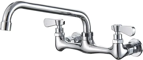Vista 14 de modelo 4353 - Grifo de montaje en pared, grifo de cocina con boquilla giratoria de 8 pulgadas, cuello de cisne de 8 pulgadas, centro de 2 asas
