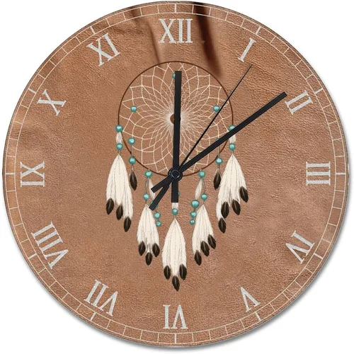 Vista 11 de ArogGeld Reloj de pared grande de madera para decoración de guardería, funciona con pilas, 12 pulgadas, silencioso, arco iris, bohemio, reloj
