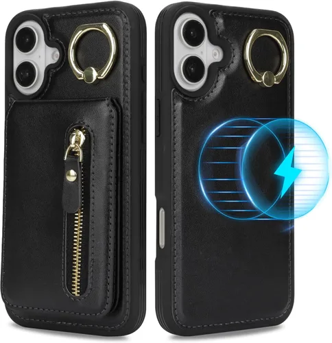 Vista 6 de Funda para iPhone 16 Plus con tarjetero - Negro negro ( A + Black )