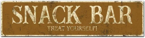 Vista 26 de Madcolitote Letrero de calle personalizado SNACK BAR con texto en inglés «Snack Bar» de madera para decorar la pared de la sala de estar, arte