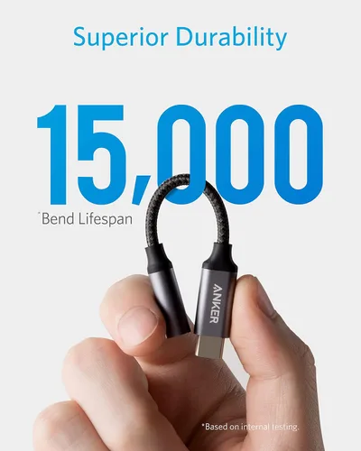 Vista 5 de Anker Adaptador de Audio USB C a 3.5mm, Cable de Nylon Macho a Hembra para Samsung S20/S20+/S20 Ultra, Pixel 4/+ 4XL, y Más Dispositivos Tipo C