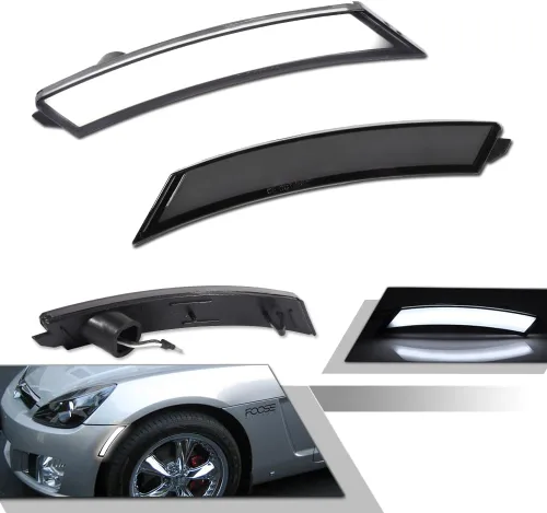 Vista 10 de Faros Laterales Delanteros LED de Lente Clara y Ámbar Compatibles con 2006-2010 Pontiac Solstice, 2007-2010 Saturn Sky