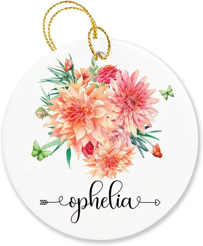 Vista 29 de Adorno personalizado de flor de azalea para la primera Navidad, adorno personalizado de Azalea 1ª Navidad, recuerdo de flores para amigos, regalo