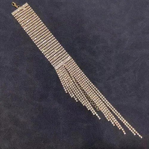 Vista 7 de Rhinestone Bracelet Silver Party Prom Jewelry for Women Cuff Bangles Sparkling Blingbling Tassel Crystal Tennis Bracelet Party Dress Accessories A2