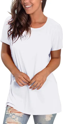 Vista 3 de Saloogoe Camisetas de verano de manga corta para mujer, holgadas, casuales, para entrenamiento, yoga, túnicas