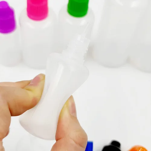 Vista 4 de NANSHINE Botellas de plástico con gotero de 0.3 fl oz x 50 LDPE, recipientes vacíos con tapa