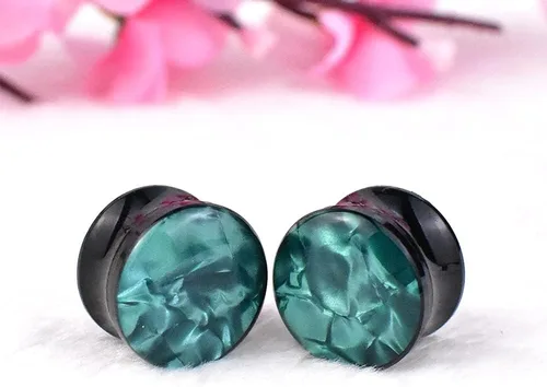 Vista 6 de Jboyanpei 12 unids6 pares coloridos granos de piedra acrílico tapones para los oídos dilatadores de oreja calibre expansor piercing joyería