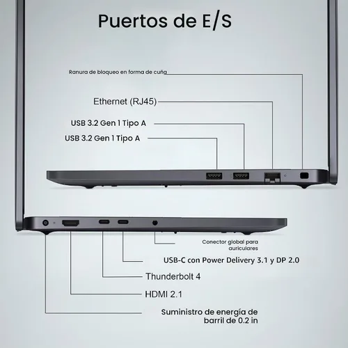 Vista 6 de Dell Pro 14 PC14250, 14" FHD+, Intel Core 5 120U, 16 GB DDR5 RAM, 512 GB SSD