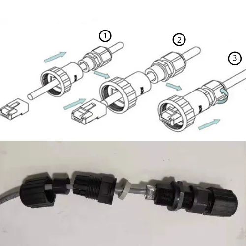 Vista 6 de 5PCS M20 RJ45 CAT5E IP67 doble cabeza impermeable conector Cat5/5e, 8P8C Cable LAN Ethernet Extend Connector, Acoplador LAN al aire libre