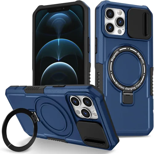 Vista 15 de Funda magnética para iPhone 11, soporte de anillo con ventana corrediza, funda protectora mate a prueba de golpes para iPhone 11 6.1, fundas