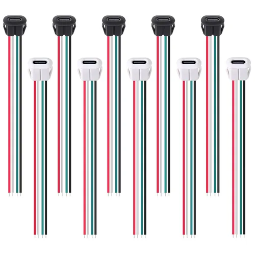 Vista 31 de 8 piezas de placa desnuda tipo C Chasis hembra impermeable 2P cable de soldadura tipo USB C Cable de extensión Cable de alimentación USB-C enchufe a