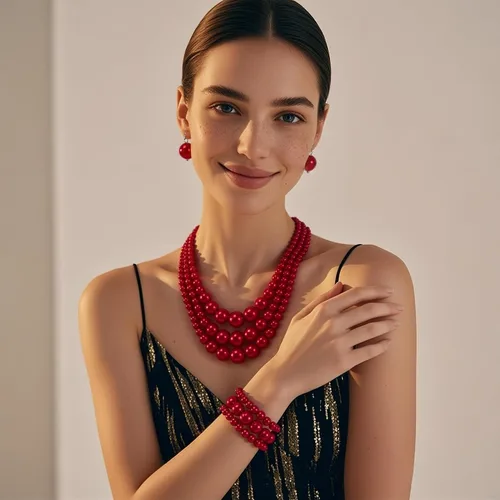 Vista 2 de KOSMOS-LI - Juego grande de collar, pulsera y aretes de perlas de 18 pulgadas