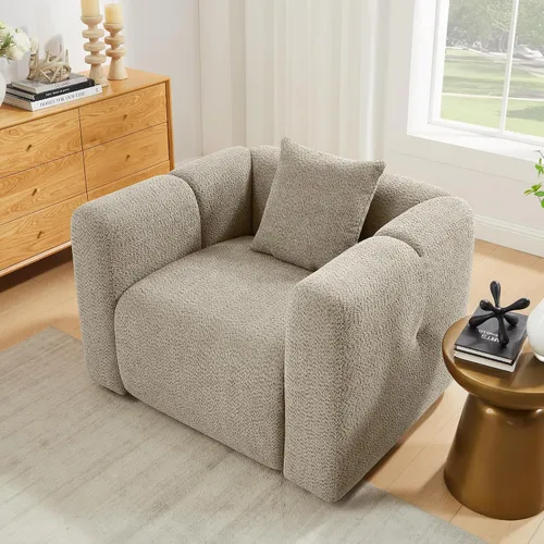 Vista 6 de VANOMi Sillón de gran tamaño de 42 pulgadas de ancho con almohada, color gris pardo Topo