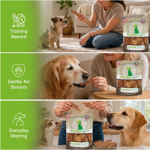 Vista 4 de Loving Pets Natural Value All Natural Soft Chew Chicken Tenders - Golosina para perros, 14 onzas