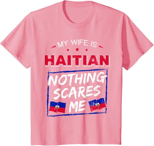 Vista 84 de My Wife Is Haitian Republic of Haiti Heritage Roots - Camiseta con bandera, Negro, S