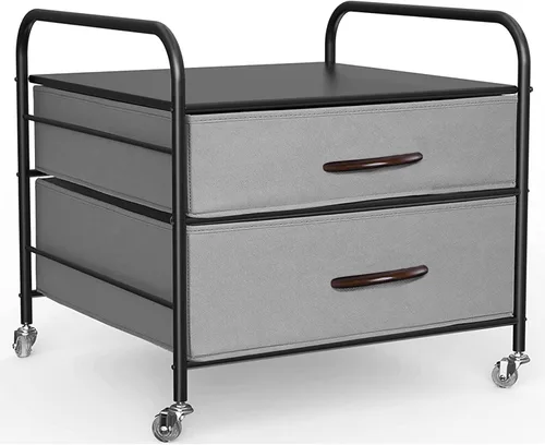 Vista 10 de EazeHome Mini soporte para nevera con almacenamiento, 120 libras BlackMini mesa de nevera, carrito de refrigerador de 2 cajones con ruedas, soporte